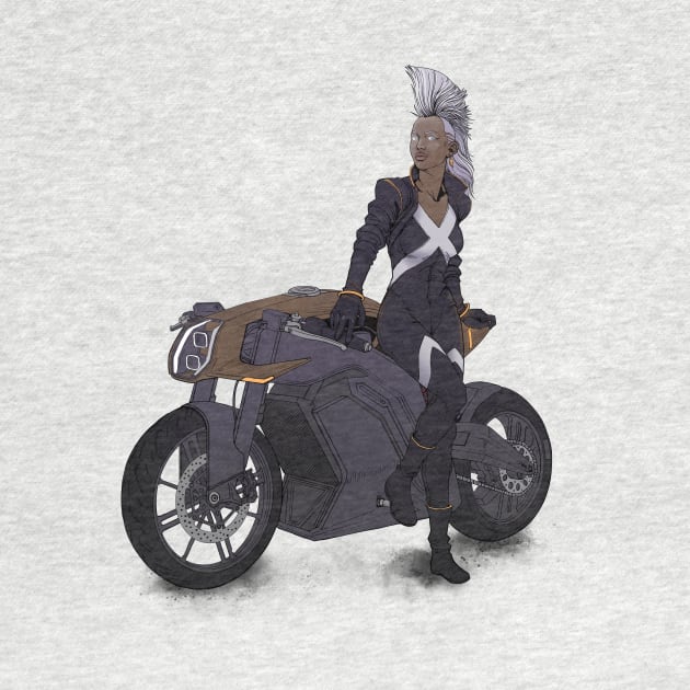 Mohawk Woman On Motorcycle by ForAllNerds